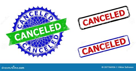 Canceled Rosette And Rectangle Bicolor Watermarks With Corroded Styles