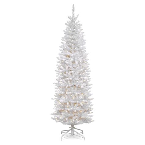 National Tree Pre Lit 7 Kingswood White Fir Hinged Pencil Artificial