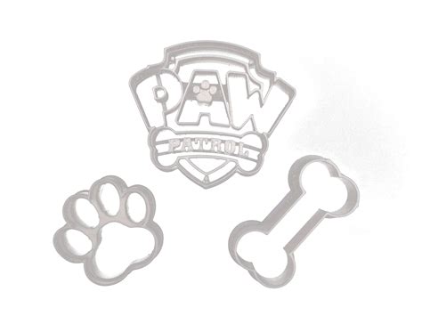 Buy Inspired By Paw Patrol Badge Bone And Paw Cookie Cutters 3 Pack