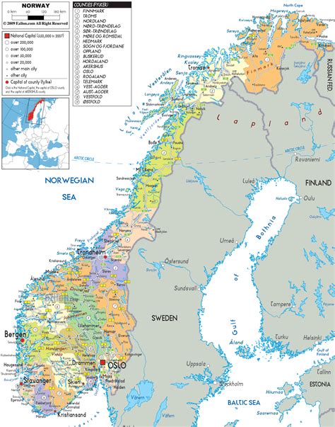 Detailed Political Map Of Norway Ezilon Maps