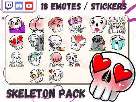 Skeleton Twitch Emotes Doubles As Skeleton Stickers Digital Download