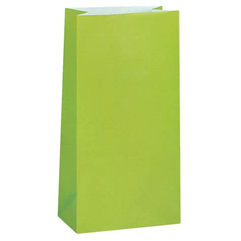 Lime Green Paper Party Bag Pack Of 12 Partyrama