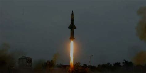 Medium Range Surface To Surface Missile Prithvi Ii Test Fired From