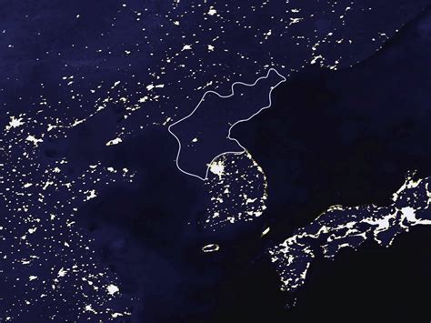 Satellite Map Of North Korea At Night North Korea Asia Mapsland