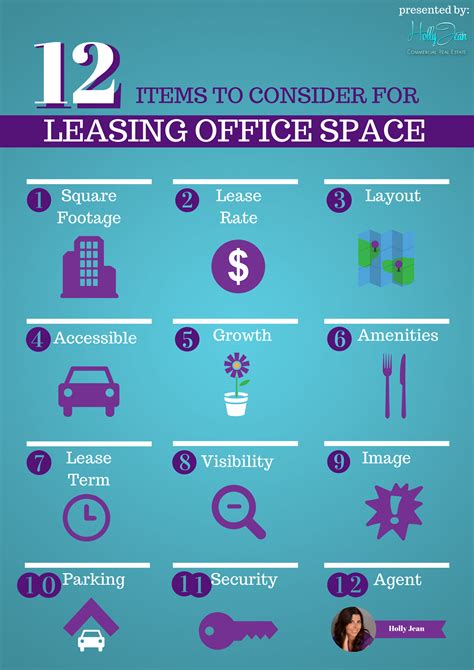 12 Items To Consider For Leasing Office Space Infographic Holly Jean