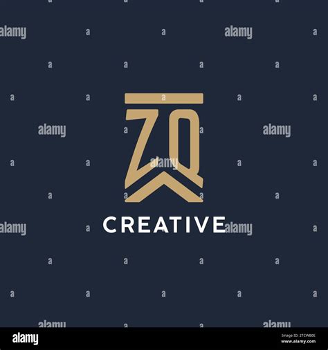 Zq Initial Monogram Logo Design In A Rectangular Style With Curved Side