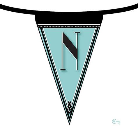 Pennant Deco Blues Banner Initial Letter N Digital Art By Cecely Bloom