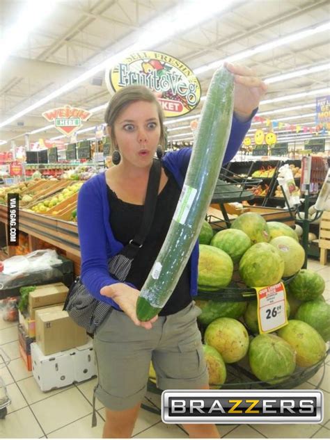 One Girl Big Cucumber Gag