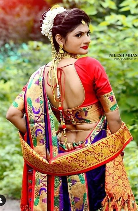 pin by gsuthar on backless saree kashta saree beautiful blouses marathi saree
