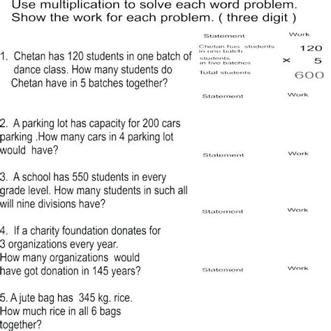 Multiplication and division word problems year 3. 23 Multiplication Word Problems Year 3 double digit ...