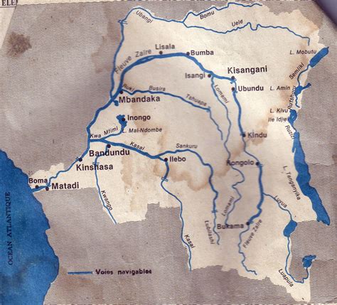 Congo Democratic Republic Detailed Map Of River And Lakes