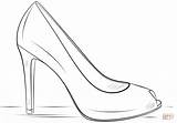 Coloring Heel Shoe Shoes Drawing Outline Printable Heels Draw Template Step sketch template