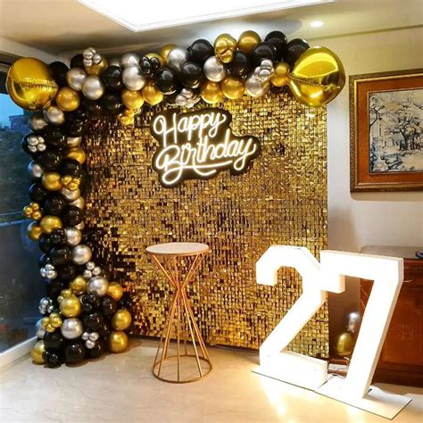 Classy Black And Golden Theme Birthday Decor Prepare 2 Party