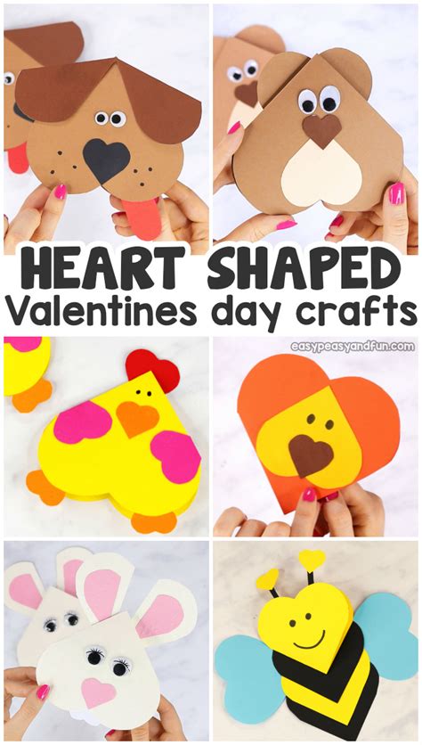 Heart Animals Crafts Valentines Heart Shaped Animals Easy Peasy And Fun