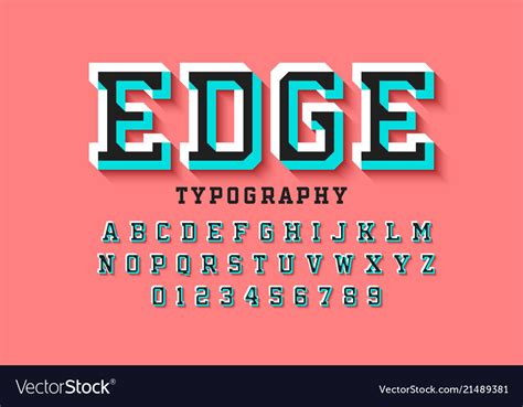Stylized Colorful 3d Font Edge Alphabet Letters Vector Image
