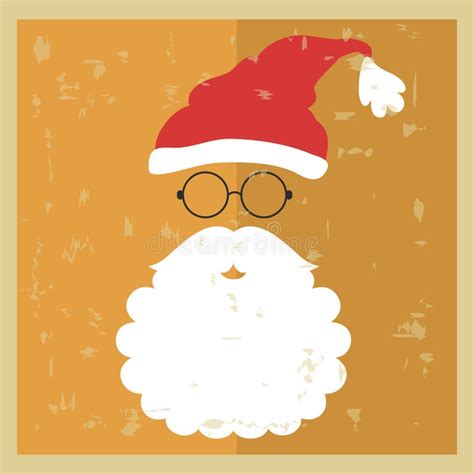Vector Hipster Santa Claus Silhouette With Cool Beard And Glass Stock