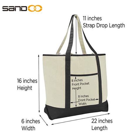 22″ Open Top Heavy Duty Deluxe Canvas Tote Bag With Outer Pocket Sandoo