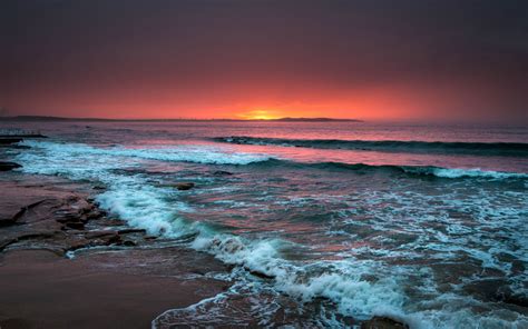 Download Wallpaper 3840x2400 Sea Horizon Sunset Waves Foam Surf
