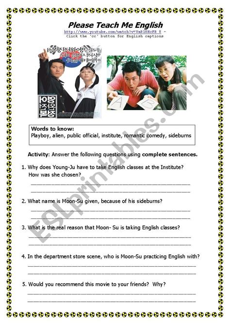 Please teach me english (korean movie); Please Teach Me English - ESL worksheet by aleph06