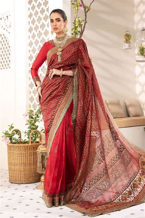 Maria B Saree Red Sf Pf22 07 5050 Pk