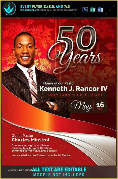 Pastor Anniversary Flyer Free Template Of Crimson Pastor S Anniversary