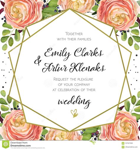 Wedding Invitation Floral Invite Card Design With Pink