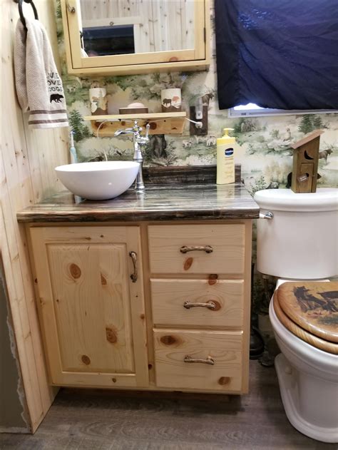 Maybe you would like to learn more about one of these? Custom Made Knotty Pine Bathroom Vanity by Harry's Cabin ...