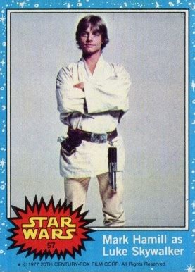 Maybe you would like to learn more about one of these? 1977 Star Wars Mark Hamill as Luke Skywalker #57 Non-Sports Card Value Price Guide