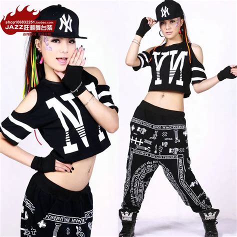 New Fashion Hip Hop Loose Top Dance Female Jazz Costume Performance Wear Letter Strapless Sexy