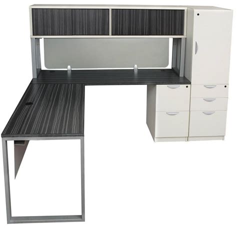 This desk provides 1 open shelf for easily accessible items with plenty of storage to assist with office clutter. Gray White Modern L Shaped Desk Side Storage Hutch ...