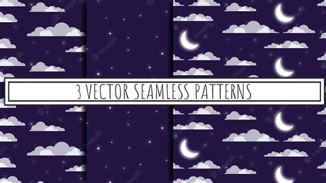 Premium Vector Set Of Seamless Vector Patterns With Night Sky Pattern