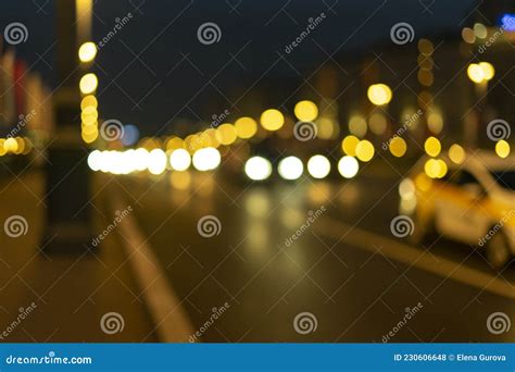 Blurred Abstract Background Night City Lights Defocus Stock Photo