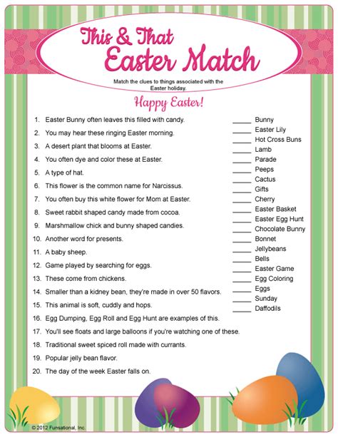 This And That Easter Match Easter Games Easter Games For Kids Adult