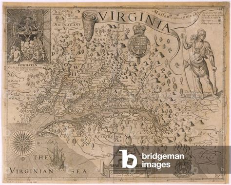 Image Of John Smiths Map Of Virginia 1624 Engraving By Hole