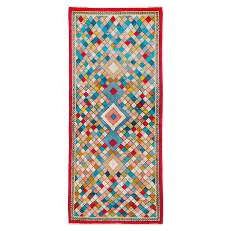Mid 20th Century Handmade Persian Tabriz Art Deco Style Throw Rug For