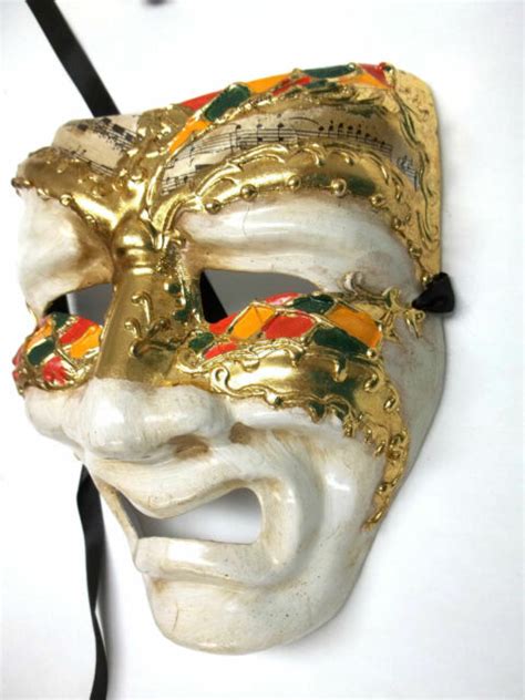 Colorful White Full Face Comedy And Tragedy Venetian Masks Masquerade