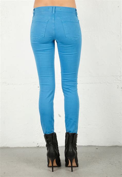 J Brand Luxe Twill 811 Mid Rise Skinny Leg In Blue Bonnet Obsession