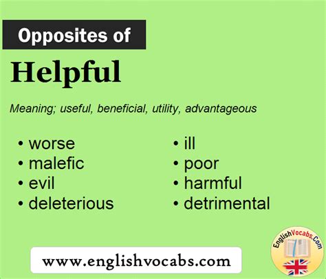 Opposite Of Helpful What Is Opposite Antonym Word Helpful English Vocabs
