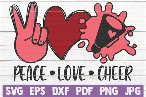 Peace Love Cheer SVG Cut File By MintyMarshmallows | TheHungryJPEG