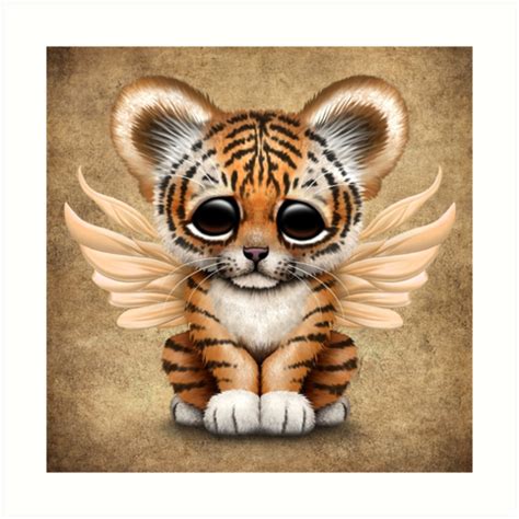 You can edit any of drawings via our online image editor before downloading. "Cute Baby Tiger Cub with Fairy Wings " Art Print by ...