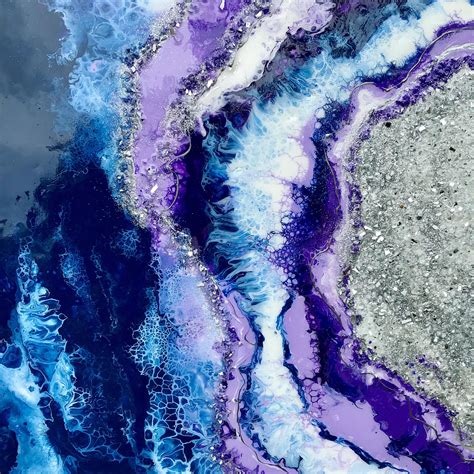 Resin Wall Art Geode Painting Purple Painting Abstract Art Purple