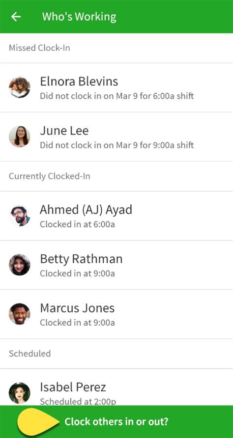 Clocking An Employee In Or Out Scheduling App When I Work Help Center