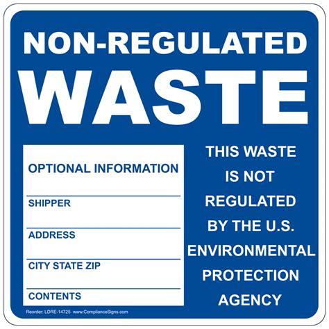 Non Regulated Waste Optional Information Roll Label Ldre