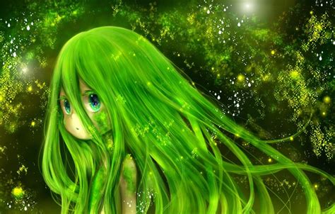 Wallpaper Green Kawaii Girl Fantasy Nature Anime