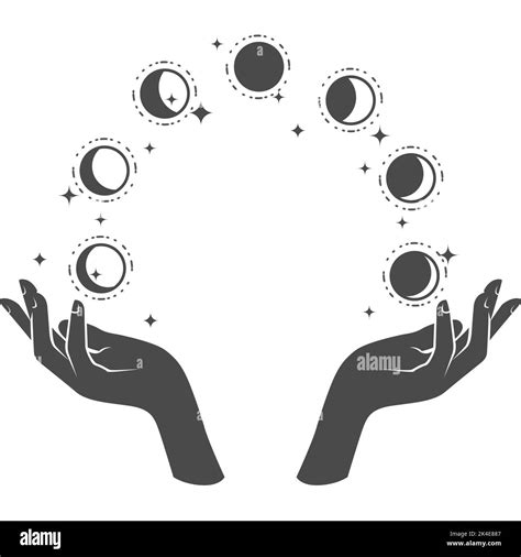 Hands Juggling With Phases Of The Moon Divination Magic Of Lunar Phase