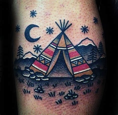 40 Teepee Tattoo Designs For Men Tipi Tent Ink Ideas