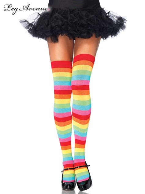 Thigh High Socks Bright Rainbow Leg Avenue Party Supplies Online