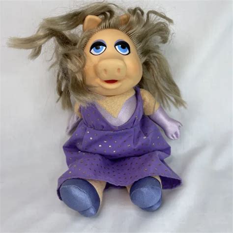 Vintage Miss Piggy Plush Doll Fisher Price Jim Hensons Muppets Purple