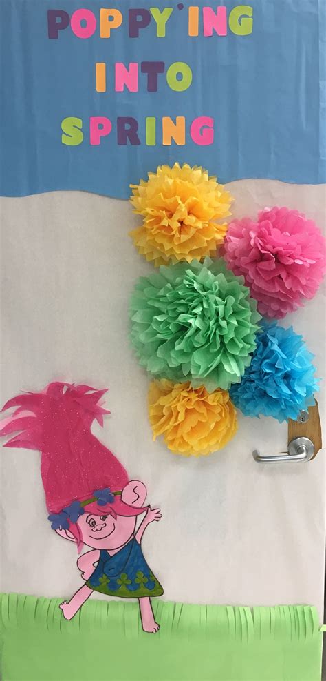 So i'm sharing spring decorating ideas and a home tour! Spring themed door decoration Trolls Princess Poppy ...