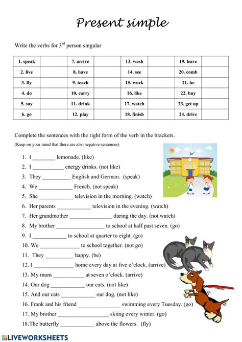 Present Simple Interactive Worksheet Simple Present Tense Worksheets